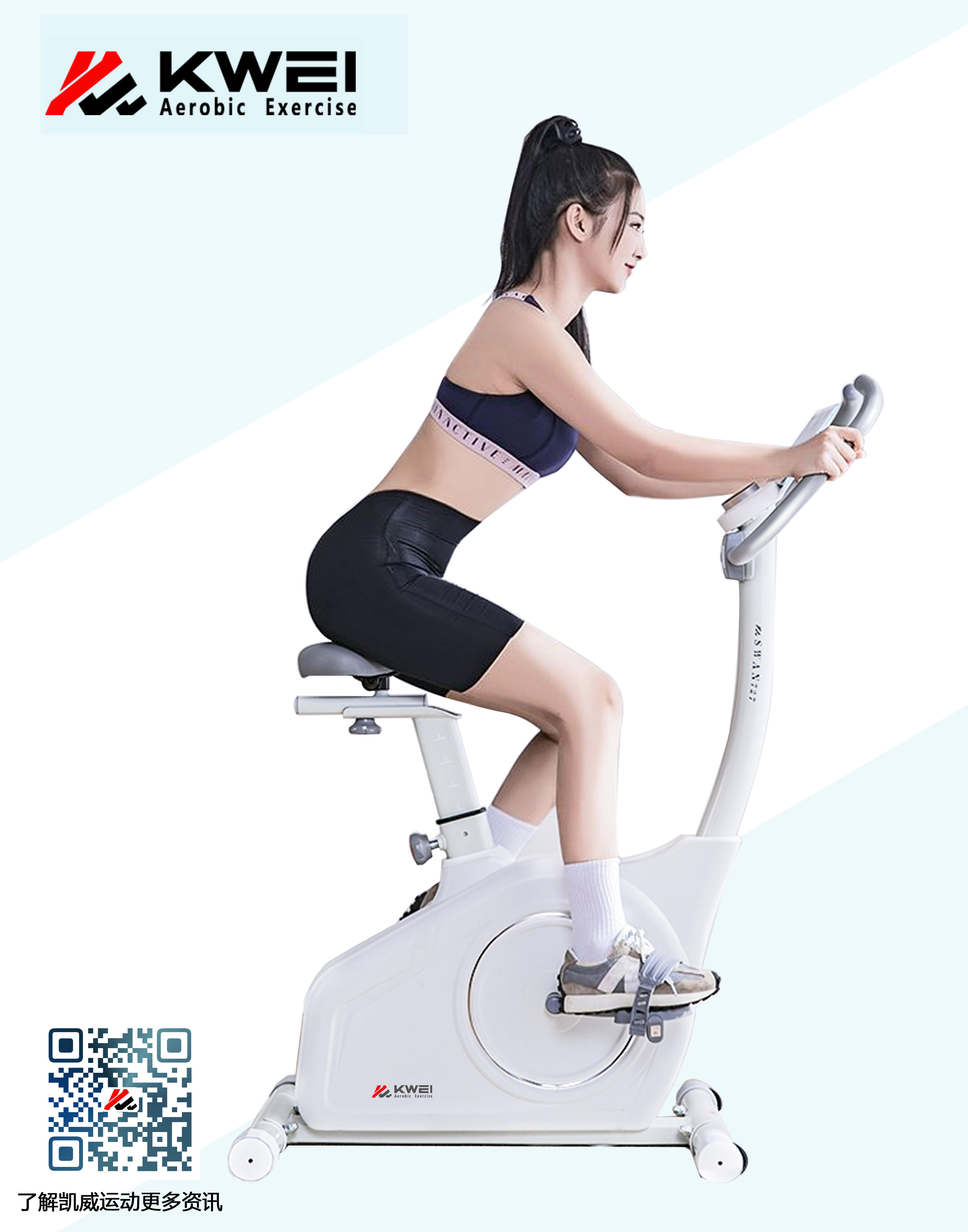 KWEI-SWAN727 Folding Stationary Bike Adjustable Resistance Spinning bike with LCD Monitor kw727-01-H
